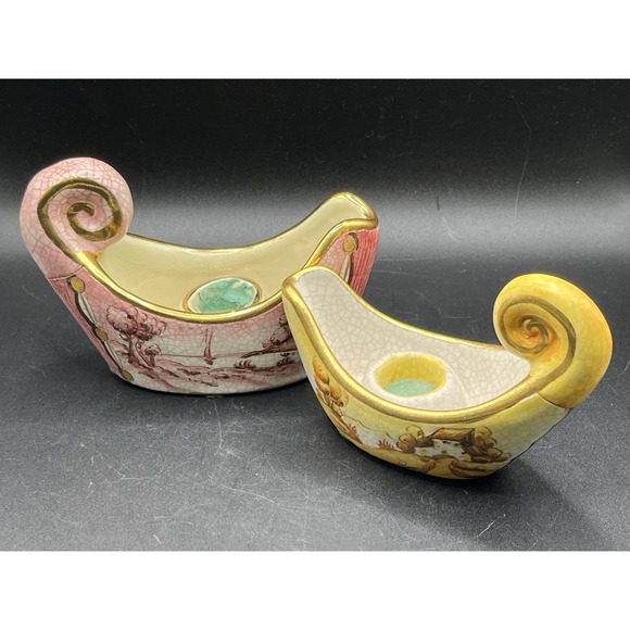 Veneto Flair Other - Set Of 2 Vtg. Signed Veneto Flair Gondola Candlestick Holders-Made In Italy-1978